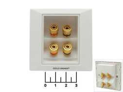 Клемма банан 4 гнезда gold металл 85*85мм