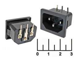 Разъем питания 3pin штекер C14 в панель вертикальный фиксатор