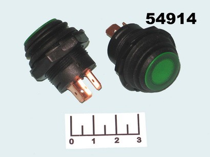 Кнопка 14/10 R13-553 LED зеленая с фиксацией 3 контакта