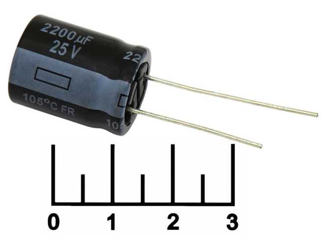 Конденсатор электролитический ECAP 2200 мкФ 25В 2200/25V 1620 105C (FR)