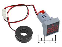 Амперметр 0-100A AD16-22FSA (220V) красный 22мм (28*28мм)