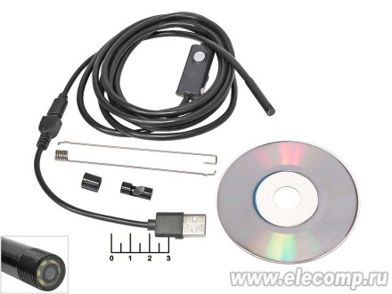 Видеокамера USB/micro USB инспекционная 6LED 5.5мм 2м эндоскоп IP67