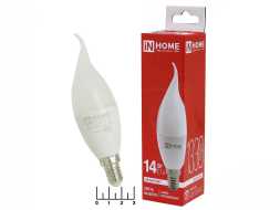 Лампа светодиодная 220V 14W E14 4000K белый свеча на ветру матовая INHOME