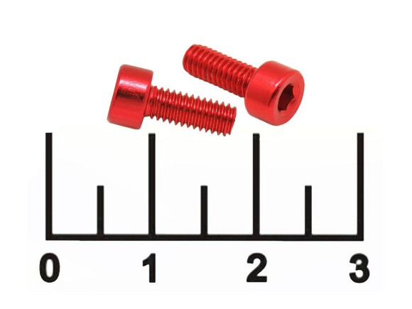 Винт М4*11мм с внутренним шестигранником 3мм (1 штука) (красный)