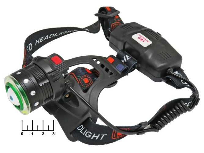 Фонарь налобный 2*18650 1+1 светодиод COB аккумуляторный HT-303 4 режима zoom