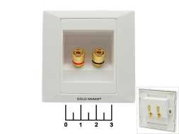 Клемма банан 2 гнезда gold металл 85*85мм