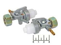 Кран для бака бензогенератора 16мм №010322(M16S) резьба внутренняя с отстойником и двумя трубами