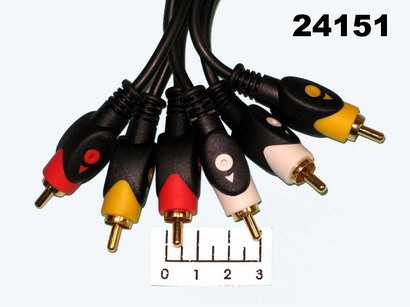 Шнур 3RCA-3RCA 10м gold пластик Dayton (3-0333)