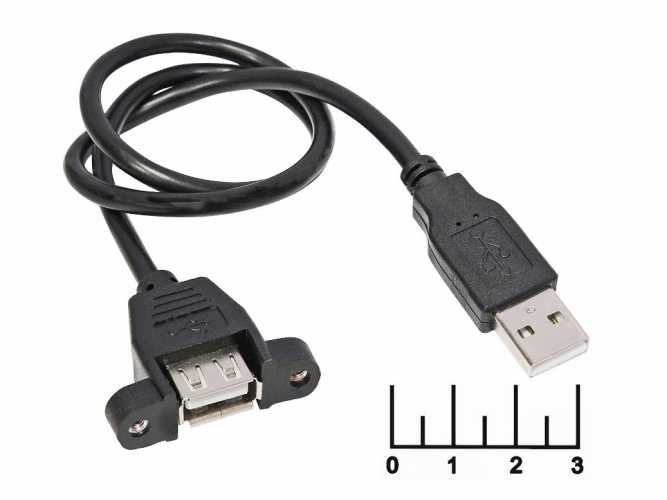 Шнур USB-USB A гнездо 0.5м в панель