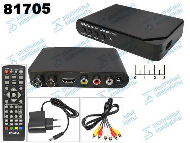 Ресивер цифровой телевизионный DVB-T2 Орбита HD-924 + медиаплеер (ТАУ-1433)  (шнур 3RCA-3RCA)