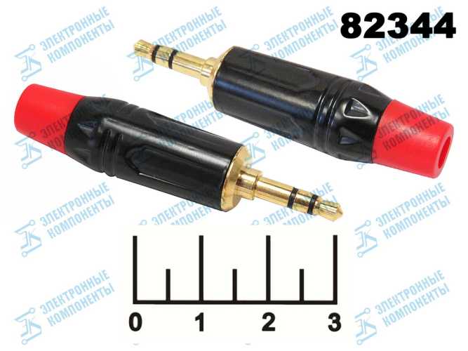 Разъем AUD 3.5 штекер стерео gold красный