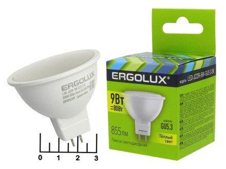 Лампа светодиодная 220V 9W MR16 GU5.3 3000K белый теплый матовая Ergolux