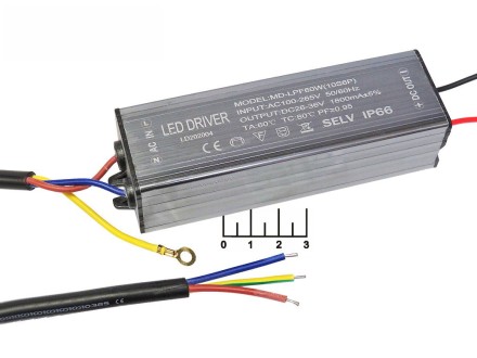 Драйвер светодиода 1.8A/26-36VDC 100-265VAC 60W IP66 MD-LPF60W (10S6P)