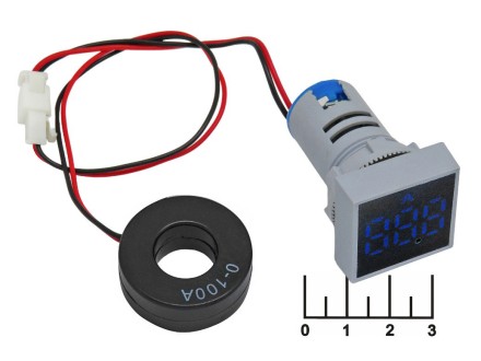 Амперметр 0-100A AD16-22FSA (220V) синий 22мм (28*28мм)