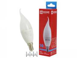 Лампа светодиодная 220V 14W E14 6500K белый холодный свеча на ветру матовая INHOME