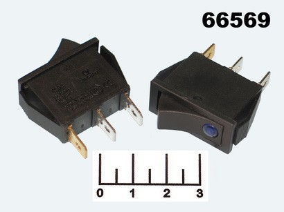 Выключатель 12/16 IRS-1C черный LED синий 3 контакта KCD3 (791)