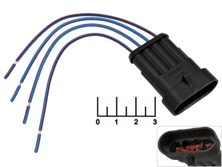 Разъем 4pin штекер влагозащищенный на проводе 2821061 Cargen (AX366)