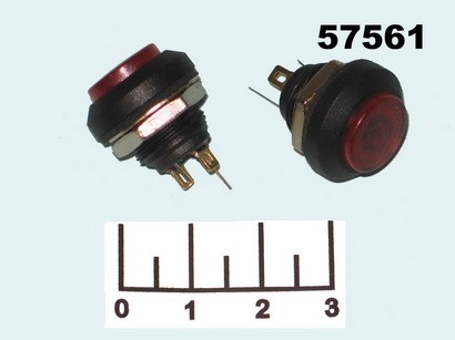 Кнопка R13-556AL 3V LED красная без фиксации 2 контакта