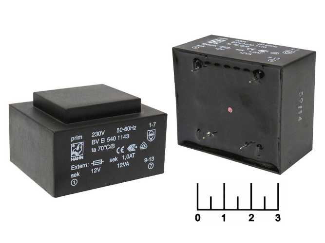 Трансформатор 12V 1A BVEI 540 1143