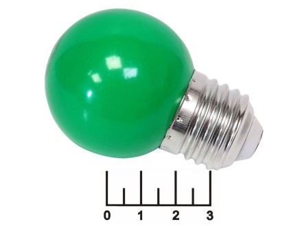 Лампа светодиодная 220V 1W E27 зеленая шар G45 Horoz