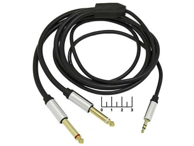 Шнур AUD 3.5 стерео-AUD 6.3*2 моно 1.5м металл Premier (5-347)