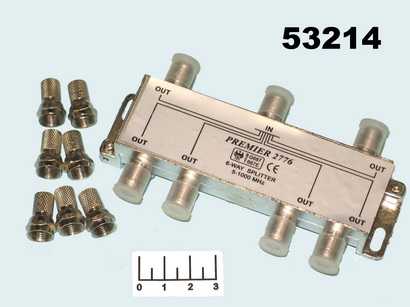 Телевизионный антенный разветвитель 6WAY 5-1000 MHz 7 F разъемов в комплекте Premier 2776