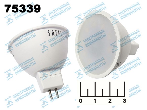 Лампа светодиодная 220V 9W MR16 GU5.3 2700K белый теплый Saffit