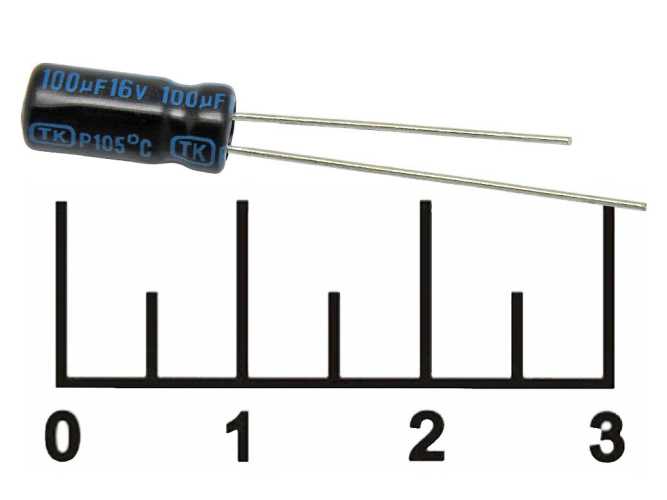 Конденсатор электролитический ECAP 100 мкФ 16В 100/16V 0511 105C (TK)