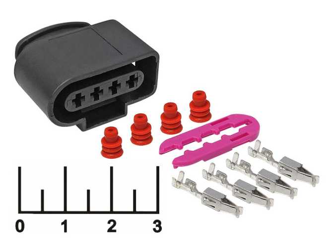 Разъем 4pin гнездо 2.5мм влагозащищенный 1J0973724