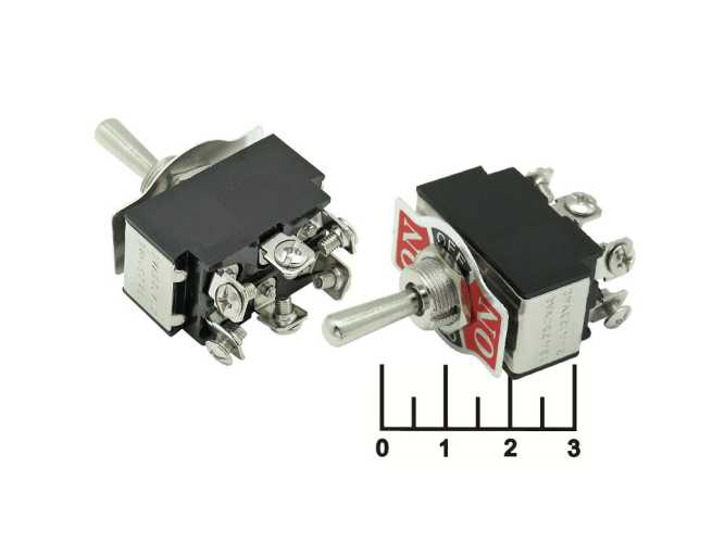 Тумблер 250/15 KN3B-223(A) 3-х позиционный без фиксации 6 контактов (винт)
