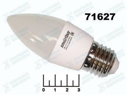 Лампа светодиодная 220V 8.5W E27 3000K белый теплый свеча матовая Smartbuy (37*100)