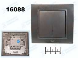 Выключатель 1-клавишный EL-BI Zena черный металлик с индикацией