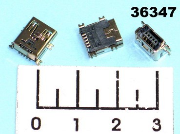 Разъем питания mini USB 5pin гнездо 4 крепежа №6 (S0758) (USB/M-1J/РЗ-4457) (USB-5S)