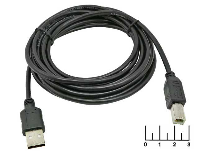 Шнур USB-USB B 3м Dayton (16-0006B) (черный)