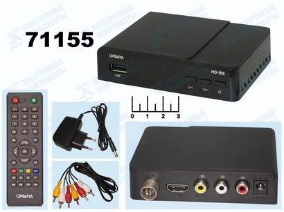 Ресивер цифровой телевизионный DVB-T2 Орбита HD-916 + медиаплеер (ТАУ-3721)