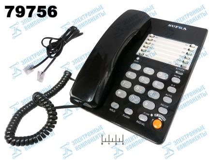 Телефон проводной Supra STL-331 (черный)