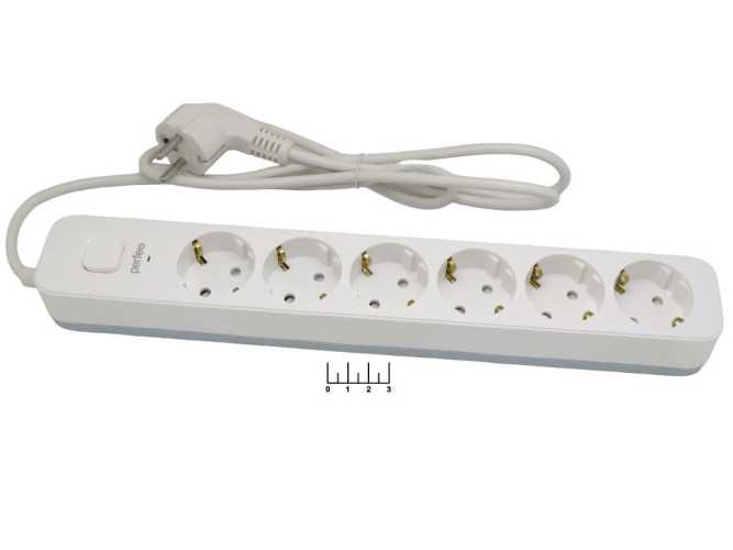 Сетевой фильтр 6/1.5м Perfeo (max-10A)(C3969/C3970) (черный)