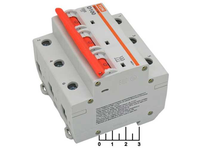 Автоматический выключатель D 100A 3-полюсный ВА47-100 TDM (0207-0033)