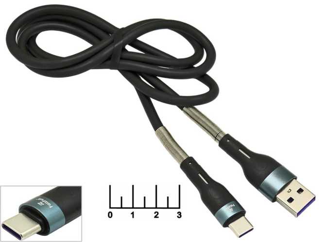 Шнур USB-Type C 1м silicon FR14 (быстрая зарядка) (черный) 5-933F