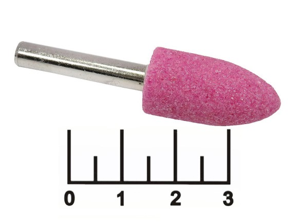 Камень цилиндр с закругленным концом 6мм 14*25мм абразивный розовый 36960