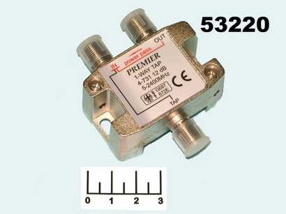 Телевизионный антенный разветвитель 1WAY 5-2400 MHz 12dB проходной для спутникового ТВ Premier 4-731