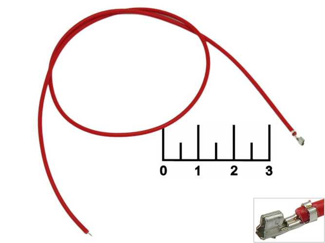 Клемма гнездо 2.00мм для разъема HB красная на проводе 30см AWG26