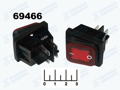 Выключатель 12/16 RL2 (P) ON-ON красный 4 контакта SB091 влагозащищенный (перекидной)