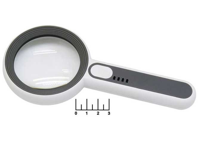 Лупа с подсветкой 16LED 6*/12* 15мм/65мм с аккумулятором №6516C