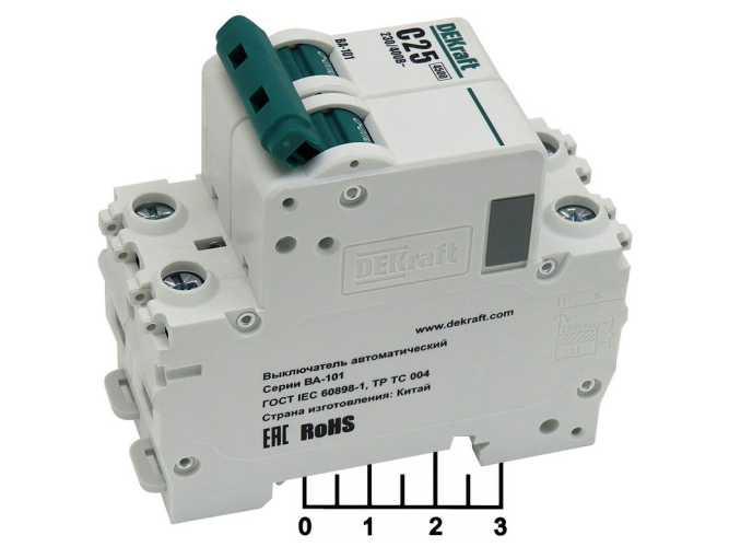 Автоматический выключатель C 25A 2-полюсный ВА-101 Dekraft (11068)