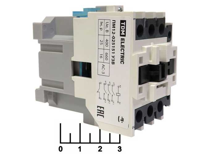 Контактор (пускатель) 220V 25A ПМ12-025151 TDM (дополнительные контакты NC)