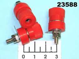 Клемма банан гнездо в панель красная (10-0020)