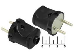 Вилка электрическая без земли черная INHOME