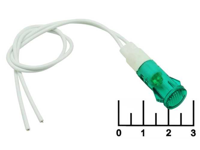 Лампа 220V в плафоне зеленая MDX-11A на проводе (N-327-G)