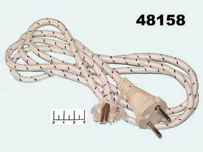 Шнур электрический без земли для утюга 1.7м (вилка прямая) в оплетке